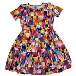 LuLaRoe Womens Dress Size 3XL Amelia Disney‎ Castles Rainbow Princess 3X NWT